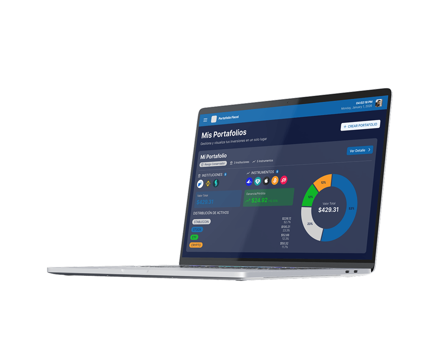 Macbook con la plataforma de Portafolio Fiscal